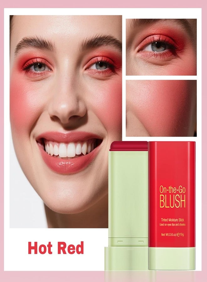 Fanterday Blush Stick for Cheeks, Multi-Use Cream Blush Stick, Solid Moisturizer Stick Blush for Cheek & Eyes & Lips Makeup, Waterproof & Matte Long-Lasting for All Skin (Hot Red) - Image 3