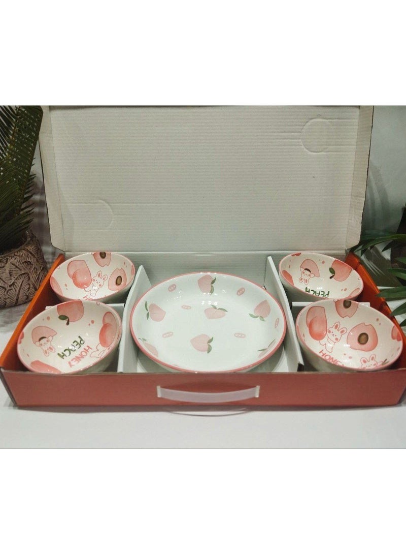 طقم بولات بورسلين 4 بوله +1 طبق كبير - Image 3