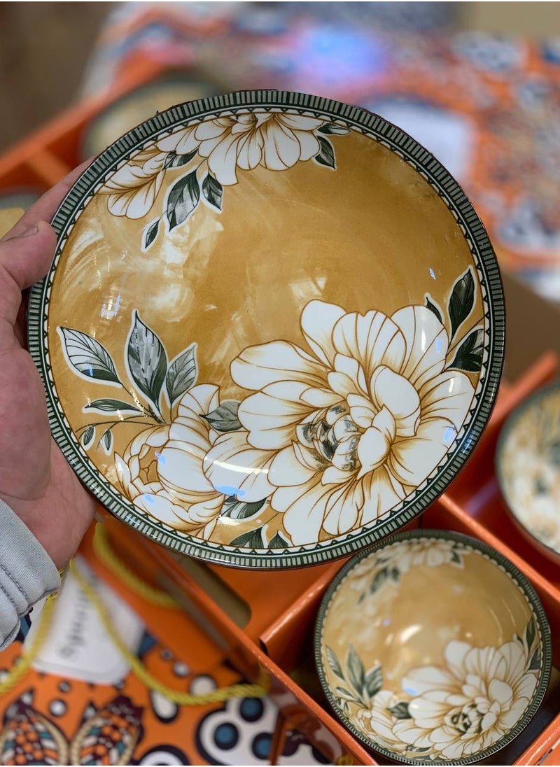 Generic Porcelain bowl set, 4 bowls + 1 large plate  - Image 5