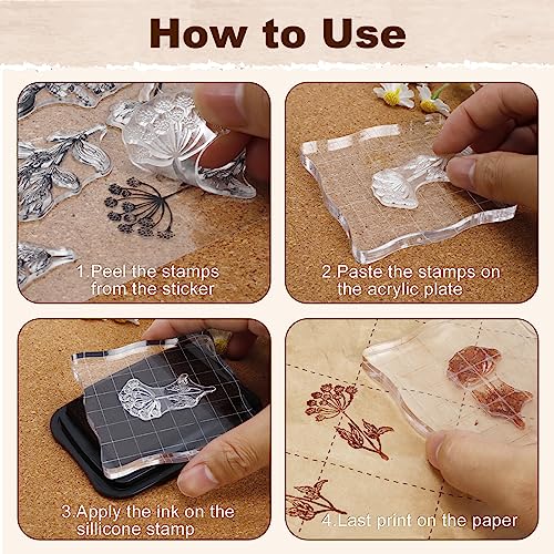 UCEC 8 Sheets Flower Clear Stamps for Card Making, Silicone Stamps for Crafting, Flower Stamp Clear Rubber Flowers Vintage Plants and Decoration and DIY Scrapbooking - Image 5