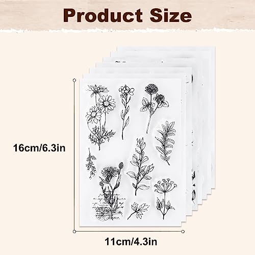 UCEC 8 Sheets Flower Clear Stamps for Card Making, Silicone Stamps for Crafting, Flower Stamp Clear Rubber Flowers Vintage Plants and Decoration and DIY Scrapbooking - Image 4