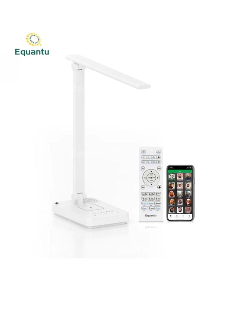 إيكوانتو مصباح طاولة SQ905 مزود بتقنية البلوتوث ومكبر صوت لحماية العين ومصباح مكتبي مع شاحن لاسلكي ومصباح للتحكم في التطبيق ومصباح مكتبي للتحكم عن بعد ومصباح للقرآن - Image 1