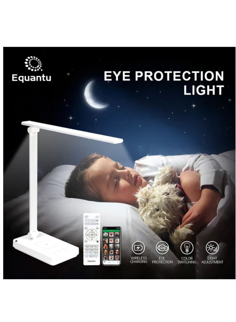 إيكوانتو مصباح طاولة SQ905 مزود بتقنية البلوتوث ومكبر صوت لحماية العين ومصباح مكتبي مع شاحن لاسلكي ومصباح للتحكم في التطبيق ومصباح مكتبي للتحكم عن بعد ومصباح للقرآن - Image 3
