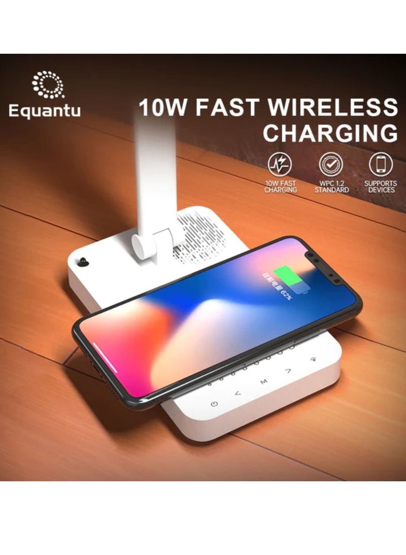 إيكوانتو مصباح طاولة SQ905 مزود بتقنية البلوتوث ومكبر صوت لحماية العين ومصباح مكتبي مع شاحن لاسلكي ومصباح للتحكم في التطبيق ومصباح مكتبي للتحكم عن بعد ومصباح للقرآن - Image 4