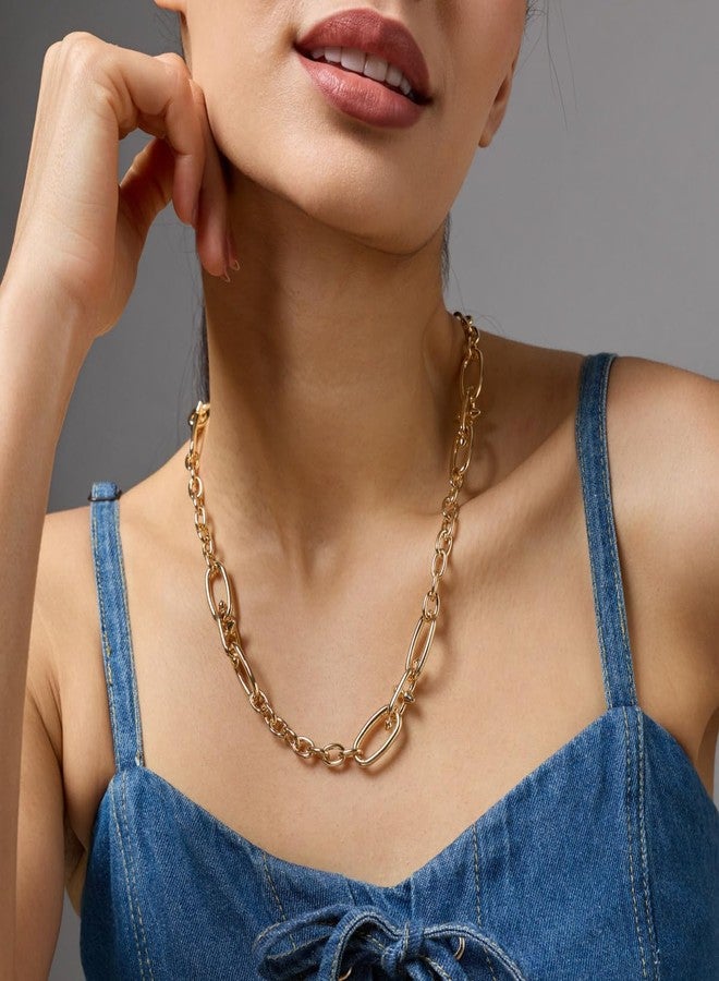 KUSHAL'S Fashion Jewellery Gold Polished Copper Trendy Necklace, Best for Casual Wear & Special Occasion - 454676 - Image 5