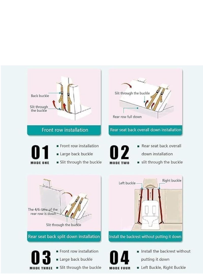 مقعد سيارة للاطفال ، حزام امان للاطفال، حزام امان محمول قابل للطي، وسادة مقعد اطفال قابلة للتعديل، ملحقات مقعد سيارة للسفر مناسبة لعمر 0-12 سنة (اسود) - Image 4