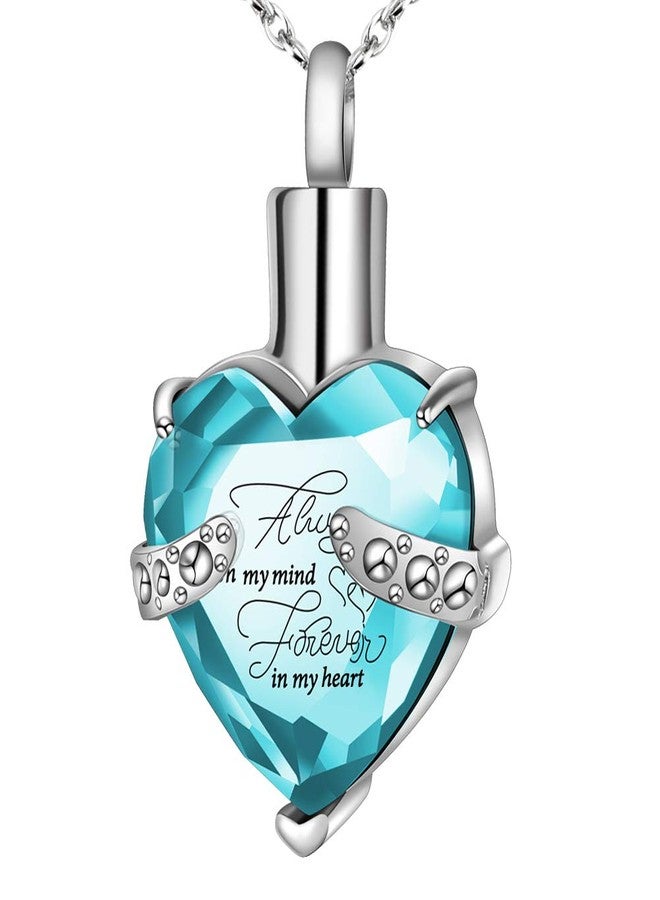 XIUDA Crystal Urn Necklace for Human Ashes Heart Birthstone Memorial Cremation Jewelry Ash Necklace for Women - Image 1