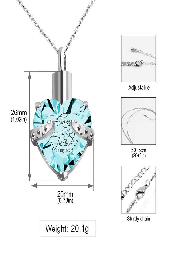 XIUDA Crystal Urn Necklace for Human Ashes Heart Birthstone Memorial Cremation Jewelry Ash Necklace for Women - Image 4