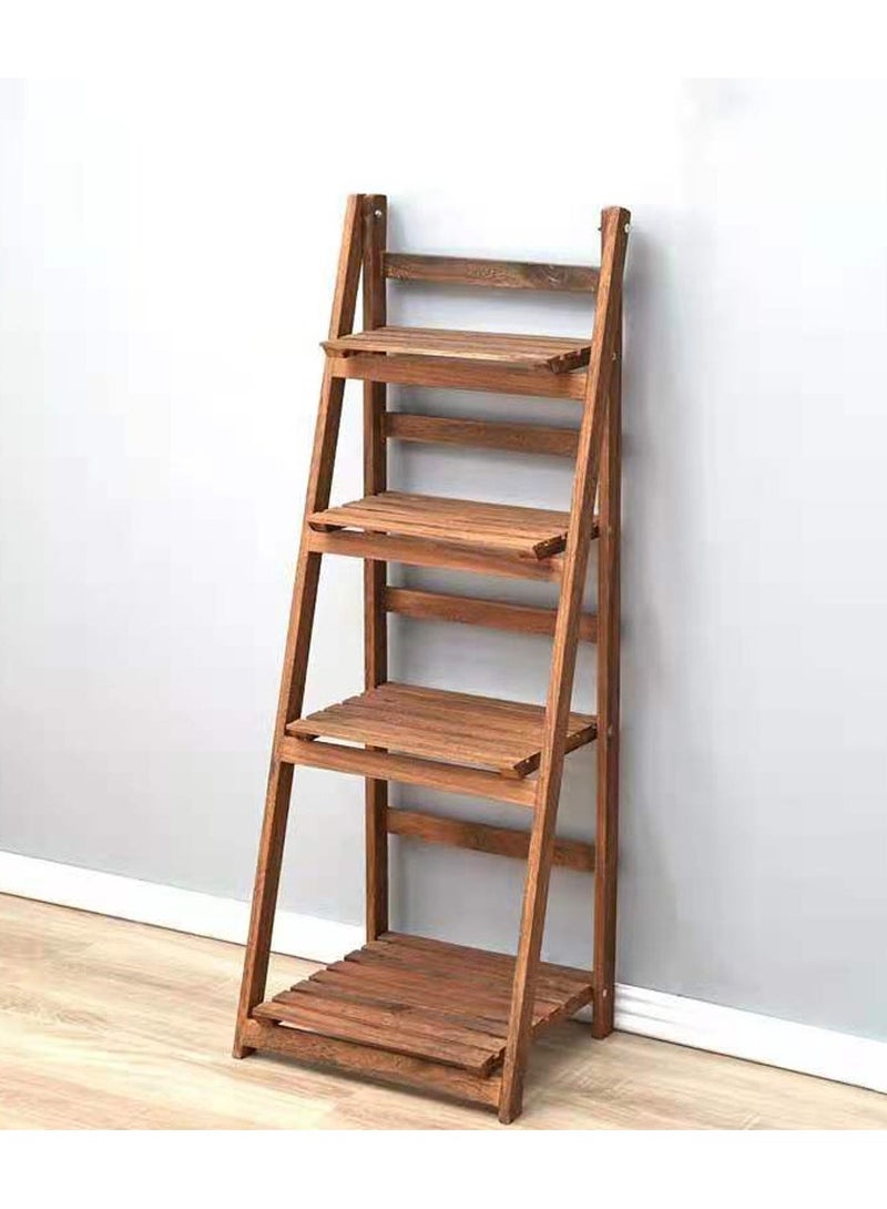 لينجوي حامل نباتات زهور خشبي قابل للطي بني 42x112x32.5 سم  - Image 3