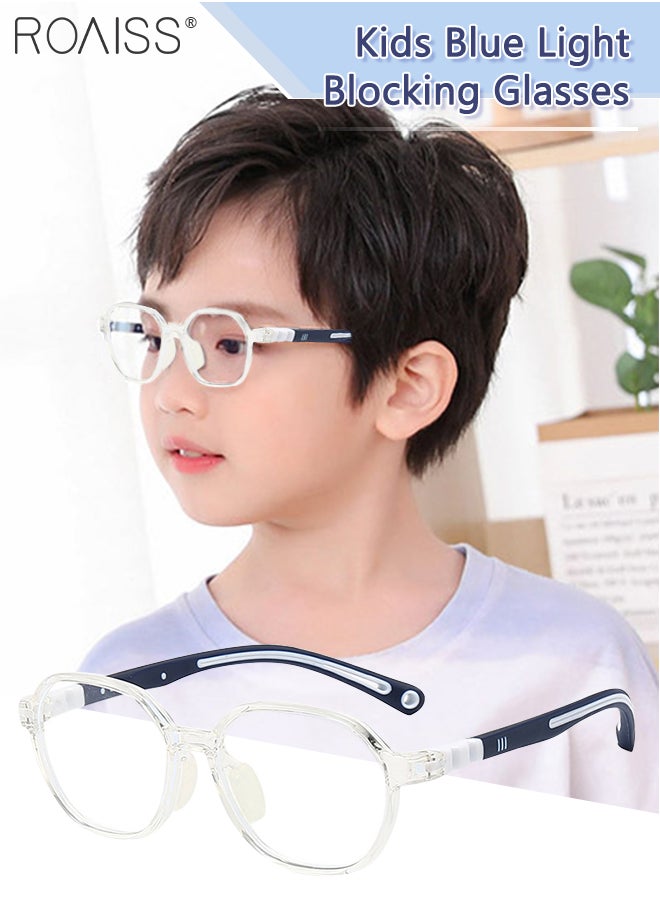 roaiss - Kids Blue Light Blocking Glasses, Anti Eyestrain Computer Glasses, Gaming Eyewear UV400 Protection with Light Weight TR90 Frame for Boys Girls and Children Age 3-12, Clear and Blue - Image 1