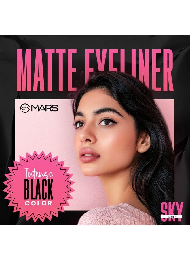 Mars Skyliner Liquid Matte Eyeliner For Women | Long Lasting & Water Resistant | Precise Application | Matte Finish | Smudge Proof | Transfer Proof Upto 12 Hrs (4.5Ml) (Black) - Image 3