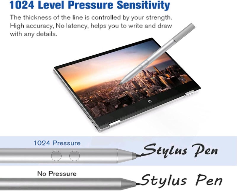 AZX Stylus Pen for HP with 1024 Pressure Sensitivity & 2500hr Battery Life - Digital Pen for HP Envy x360/Spectre 15/Pavilion 2-in-1 Laptops - Windows 11/Chrome OS Palm Rejection Technology - Image 3