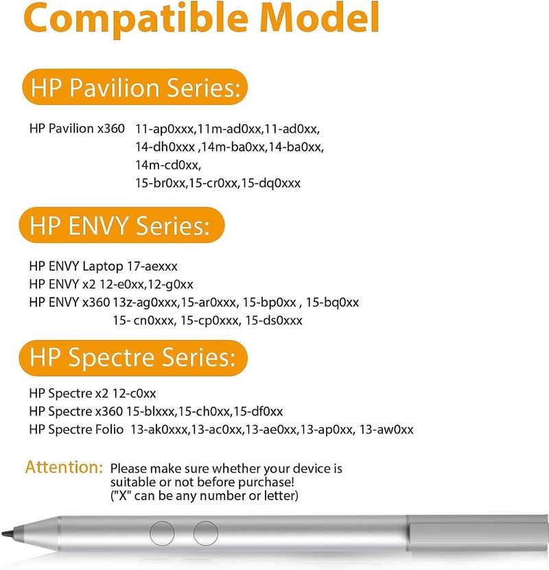 AZX Stylus Pen for HP with 1024 Pressure Sensitivity & 2500hr Battery Life - Digital Pen for HP Envy x360/Spectre 15/Pavilion 2-in-1 Laptops - Windows 11/Chrome OS Palm Rejection Technology - Image 2