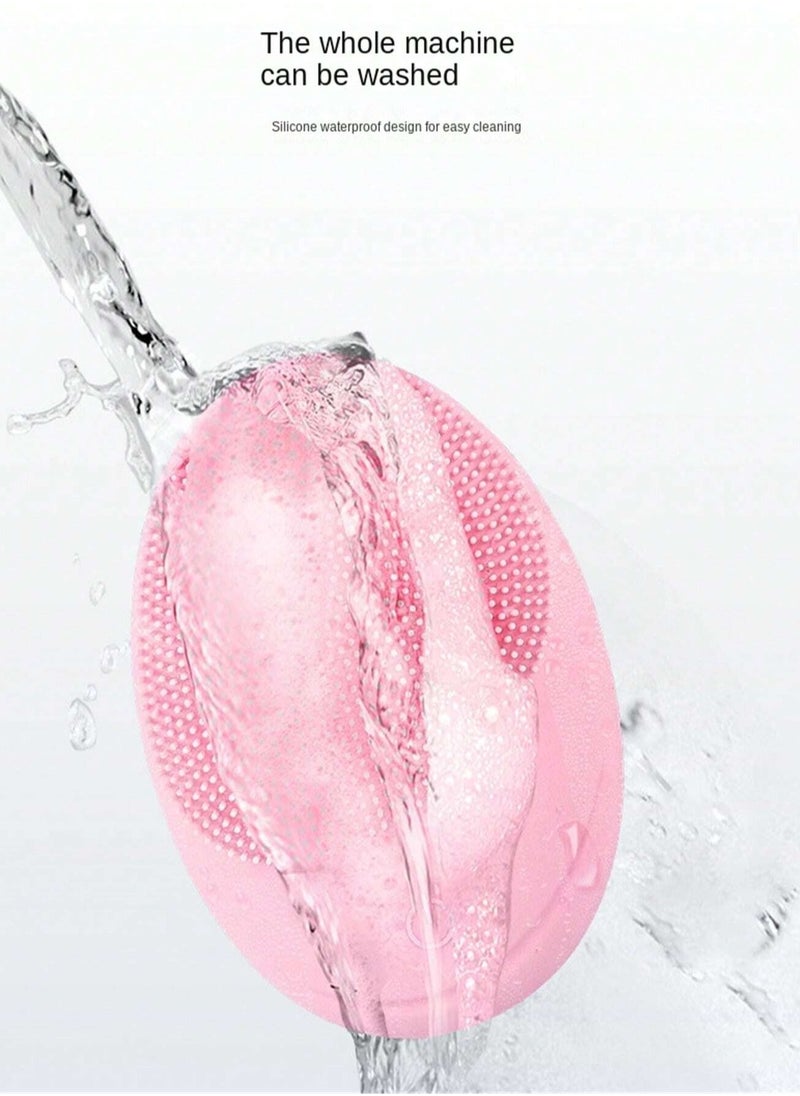 KHAJUL Electric Sonic Facial Cleansing Brush, Makeup Remover, Soft Silicone Waterproof Facial Cleanser for Skin Exfoliation, Deep Cleansing (Pink)  - Image 5