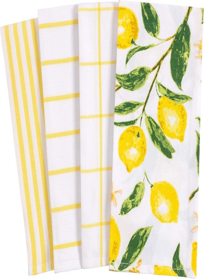 كاف هوم طقم مناشف مطبخ KAF Home Pantry Lemons All Over، 4 قطع، قطن، 18 × 28 بوصة - Image 1