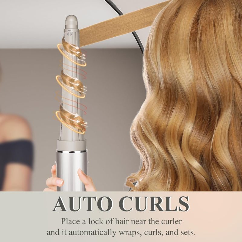 Automatic Curling Barrel: 2-In-1 Left Right Beige Attachment - Gentle Air Flow, Perfect Compatibility for Shark FlexStyle Hair Styling - Image 3