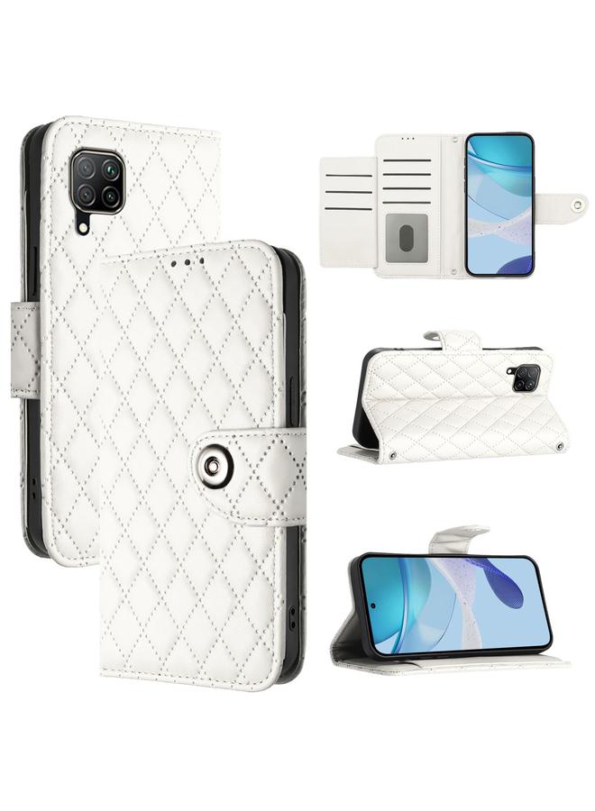 Zaboon Case For Huawei P40 lite / nova 6 SE Rhombic Texture Flip Leather Phone Case with Lanyard - Image 1