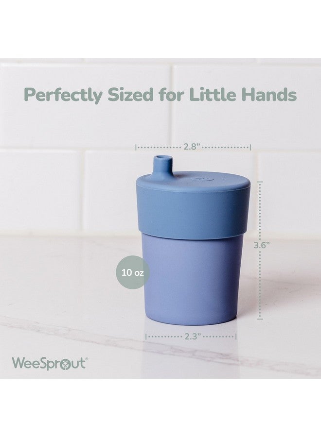 WeeSprout Bamboo Grow-With-Me Sippy Cups with Lids, 10 oz Set of Four, Babies Kids & Toddlers, Made With Bamboo & 100% Silicone, Bite Spout Design, Dishwasher Safe - Image 2