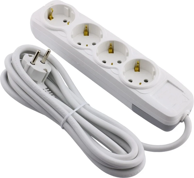 Badem10 Cable 4-Piece Grounded Group Socket Plug Multiplier 7 Meters Multiple Extension Cable Without Switch