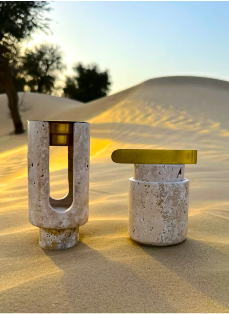 Tohfa Luxe TohfaLuxe Marble Bukhoor Set with Brass Accessories