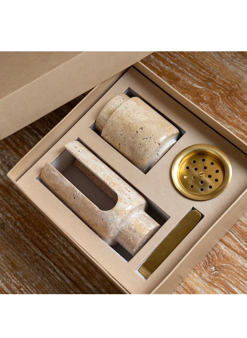 Tohfa Luxe TohfaLuxe Marble Bukhoor Set with Brass Accessories