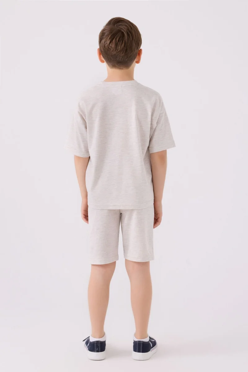 U.S. Polo Assn. Boys Beige Melange Bermuda Set