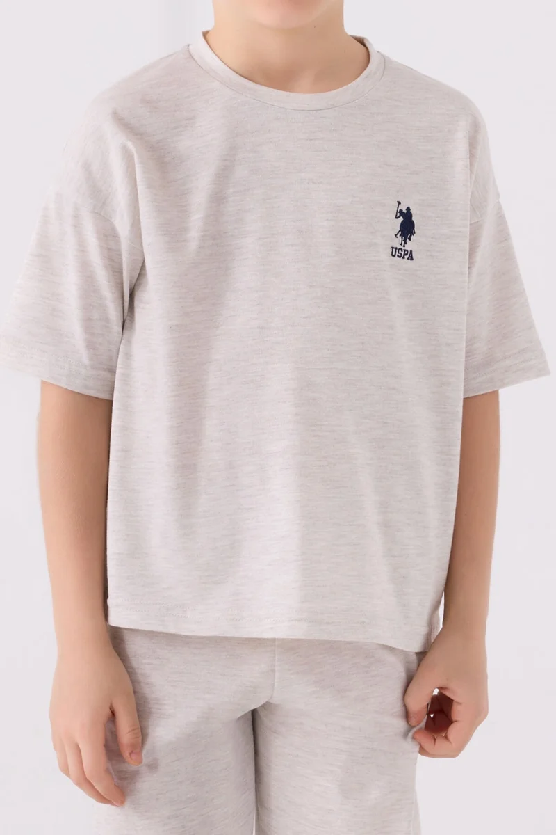 U.S. Polo Assn. Boys Beige Melange Bermuda Set
