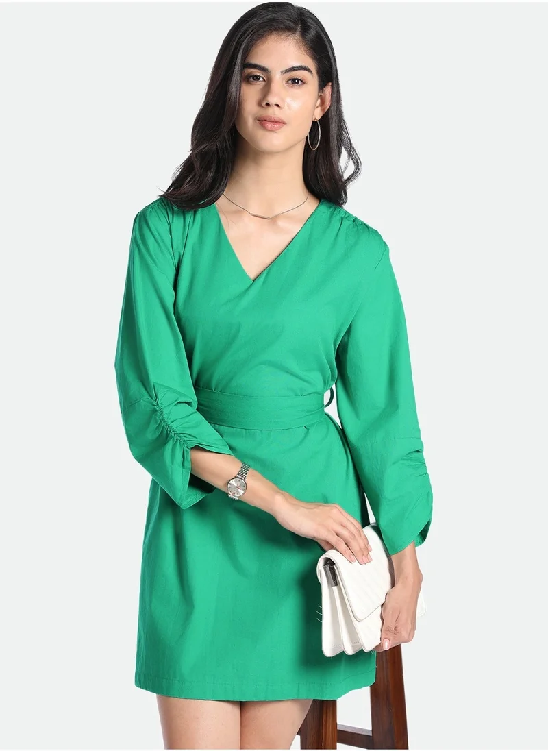 Dennis Lingo Green Dress for Women - Regular Fit, Stylish