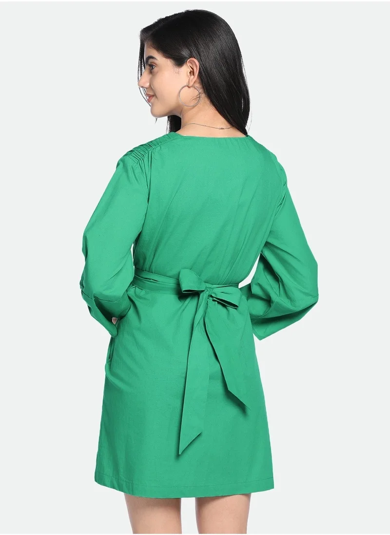 Dennis Lingo Emerald V-Neck Dress