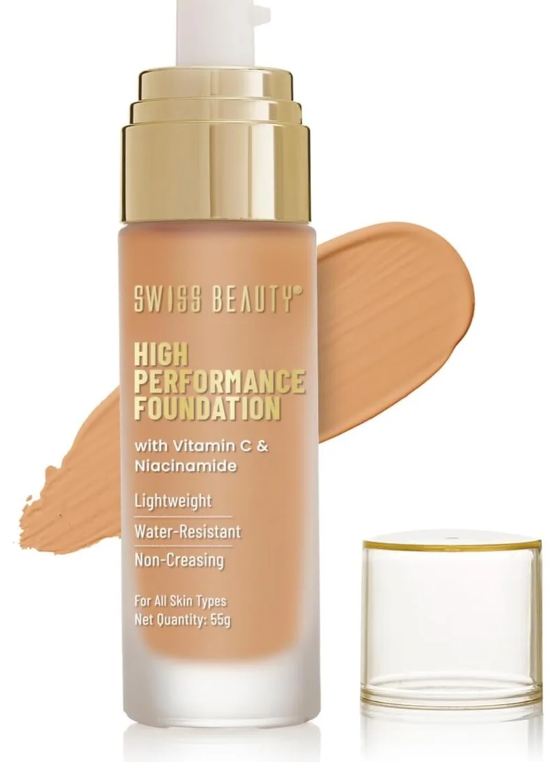 سويس بيوتي كريم أساس سويس بيوتي عالي الأداء | مقاوم للماء | تغطية متوسطة إلى قابلة للبناء | خفيف الوزن | سهل المزج | غني بفيتامين سي والنياسيناميد | لون بيج فاتح - ٠٨، ٥٥ غرام