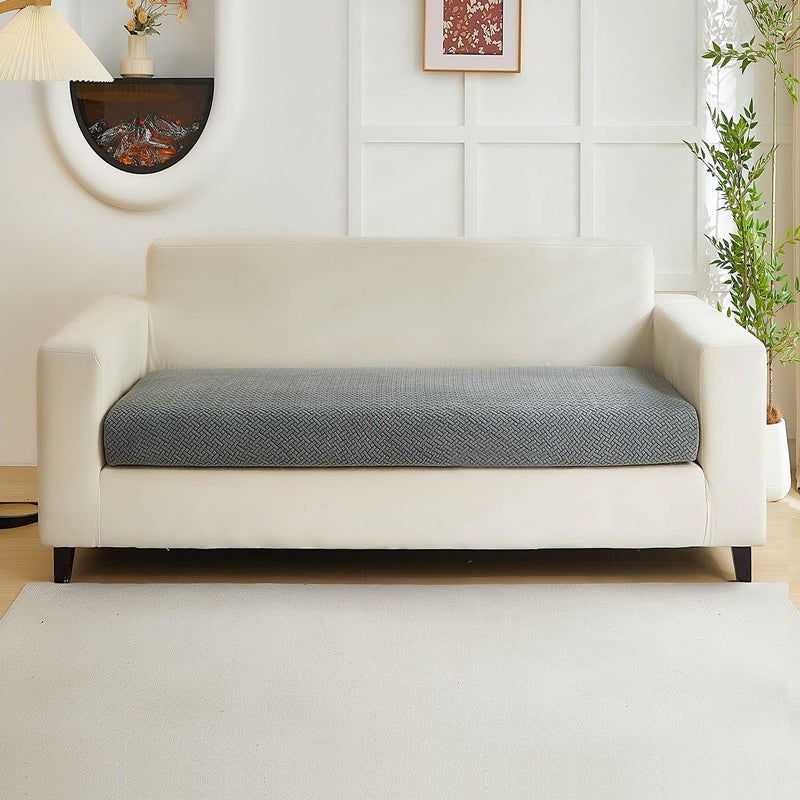 Disayu Couch Covers for 2 Cushion Sofa Pet Friendly Couch Cushion Covers Universal Sofa Covers Washable Stretch Slipcovers for Sectional Sofa Texture GrayLarge Double Seat Cover - Image 2