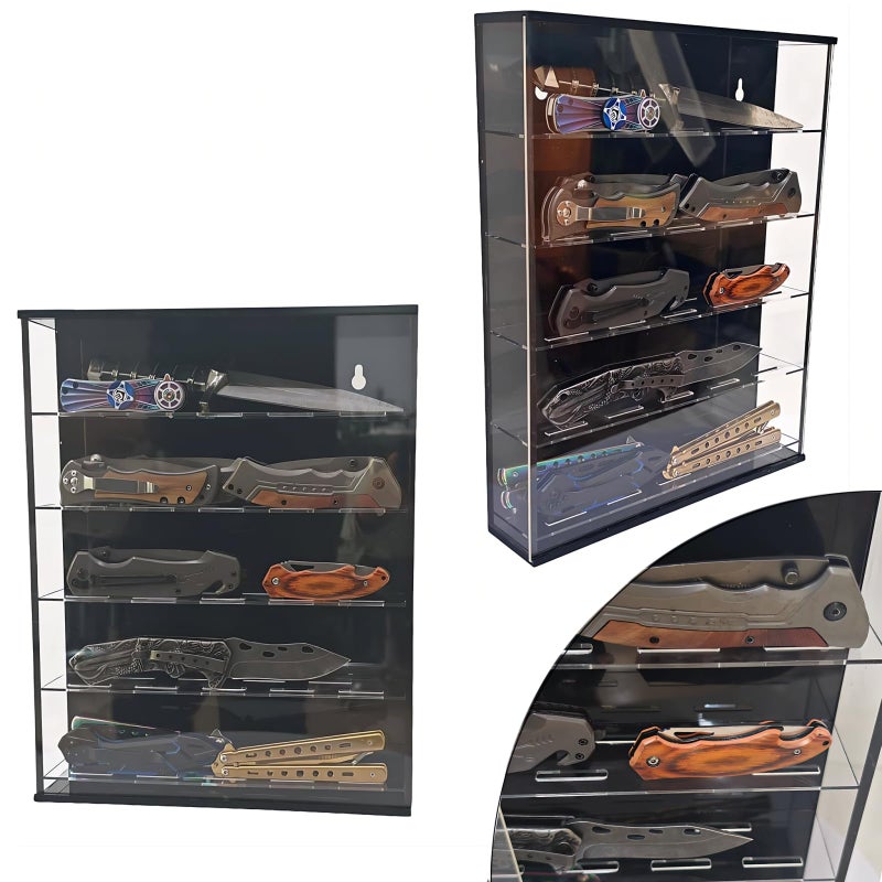 WLSANX Knife Display Stand, Pocket Knife Display Case for Wall, Pocket Knife Organizer Desktop, Knife Display Case, Acrylic Display Case Dispay Daggers, Folding Knife, Pocket Knife Holder - Image 4
