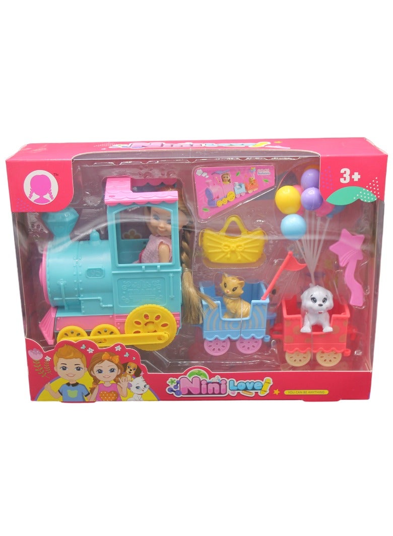 نيني دمية نيني لوف مع القطار والاكسسوارات 31-2389955G - Image 1
