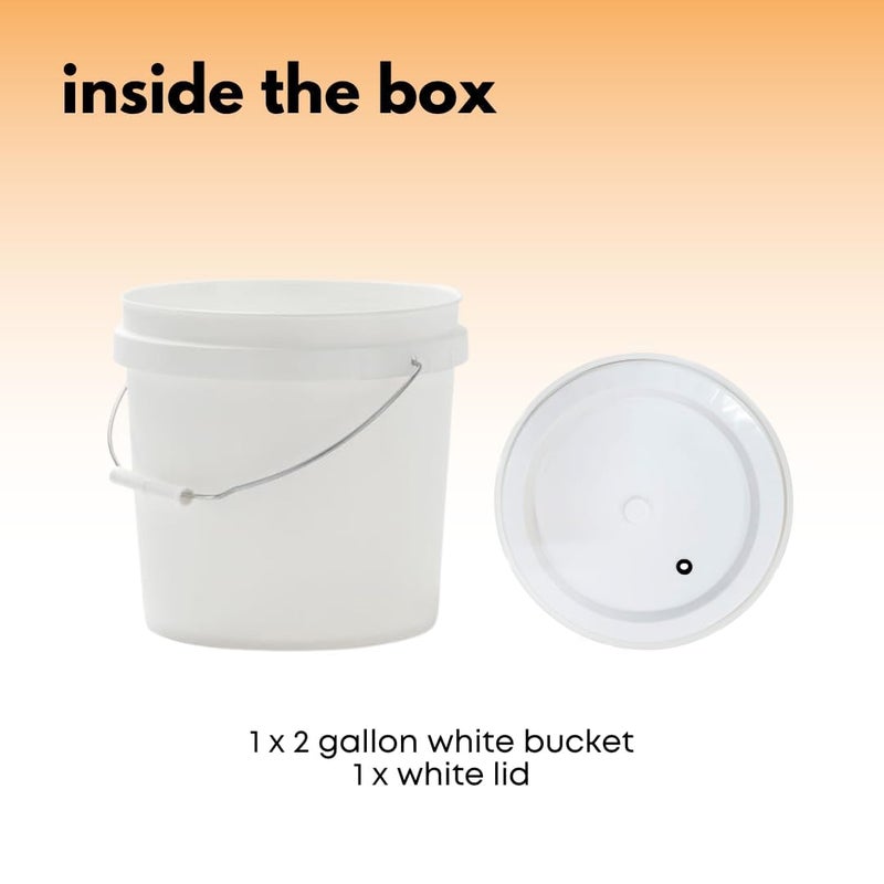 Fastrack 2 Gallon Fermenting Bucket with Lid | White | Food Grade Plastic Container with Handle | BPA-Free for Beer, Wine, Beverages & Food Storage - Image 2