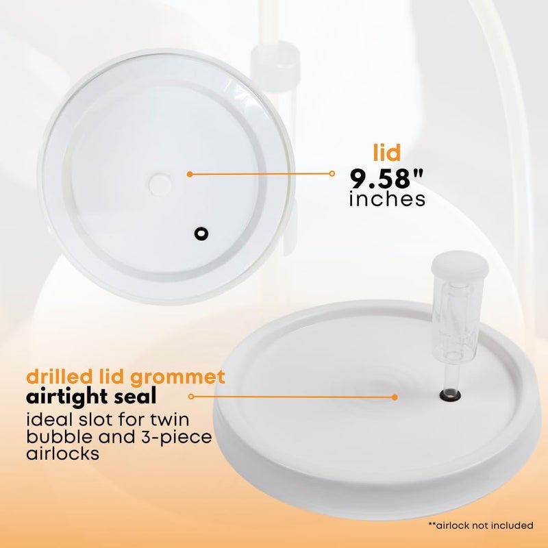 Fastrack 2 Gallon Fermenting Bucket with Lid | White | Food Grade Plastic Container with Handle | BPA-Free for Beer, Wine, Beverages & Food Storage - Image 4
