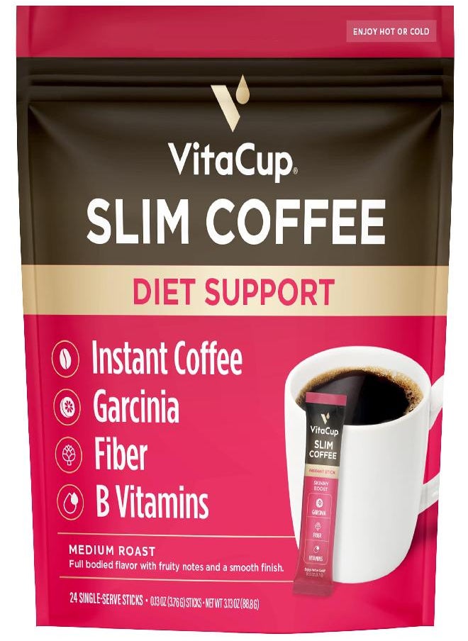 VitaCup VitaCup Slim Instant Coffee Packets, with Ginseng, Garcinia, B Vitamins, Bold & Smooth, Medium Dark Roast, 100% Arabica Coffee in Single Serve Sticks, 24 Ct  - Image 1