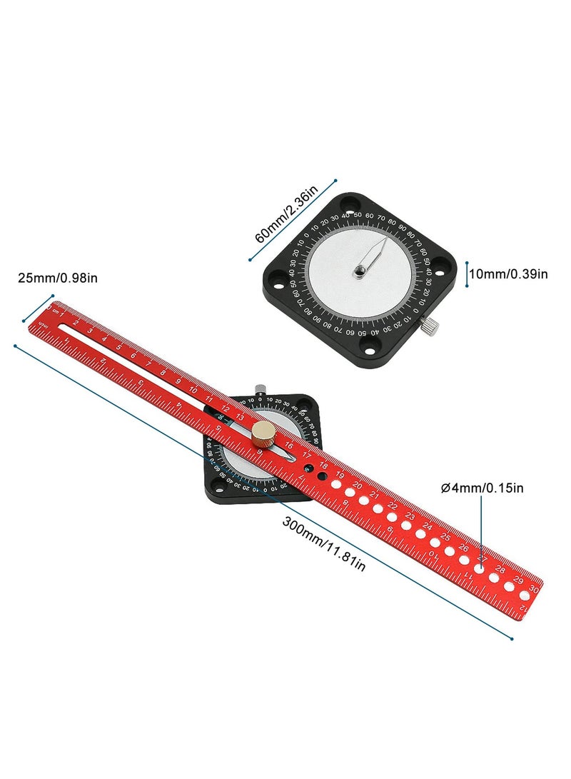 SYOSI Ruler, 2 in 1 360°Angle Finder Ruler, For Carpenter Measuring Metal Processing Design DIY Woodworking Compass Scriber, Aluminum Alloy Wood Scribing Tool, Portable Fixed-Point Circle Ruler - Image 3