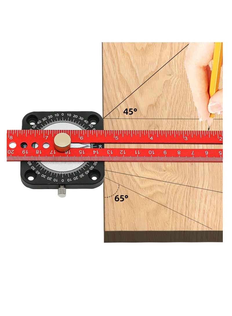 SYOSI Ruler, 2 in 1 360°Angle Finder Ruler, For Carpenter Measuring Metal Processing Design DIY Woodworking Compass Scriber, Aluminum Alloy Wood Scribing Tool, Portable Fixed-Point Circle Ruler - Image 5