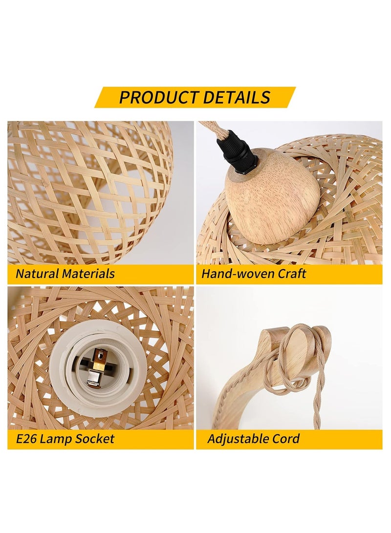 KASTWAVE Bamboo Lantern Plug in Wall Sconces Wicker Wall Lamp, Vintage Wall Sconces, Hand Woven Rattan Wall Light, Farmhouse Rustic Wall Sconces, Boho Sconces Wall Lighting for Living Room Bedroom - Image 5