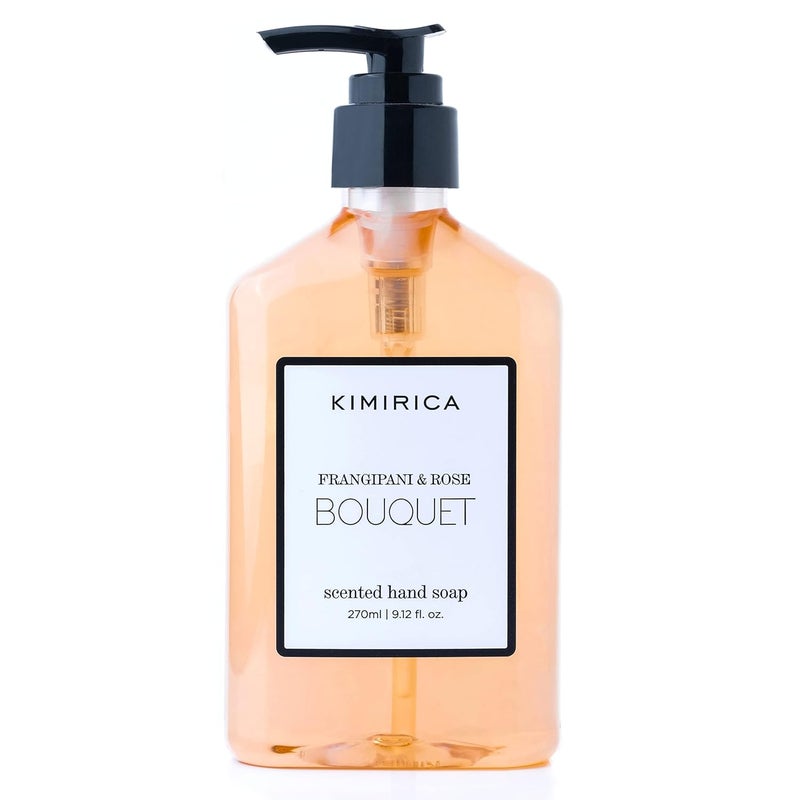 KIMIRICA Organic Bouquet Hand Soap  Gently Cleanses  Keep Hands Soft and Moisturized  Natural Hand Wash  Aromatic Frangipani  Rose Fragrance  913 Fl Oz270ml