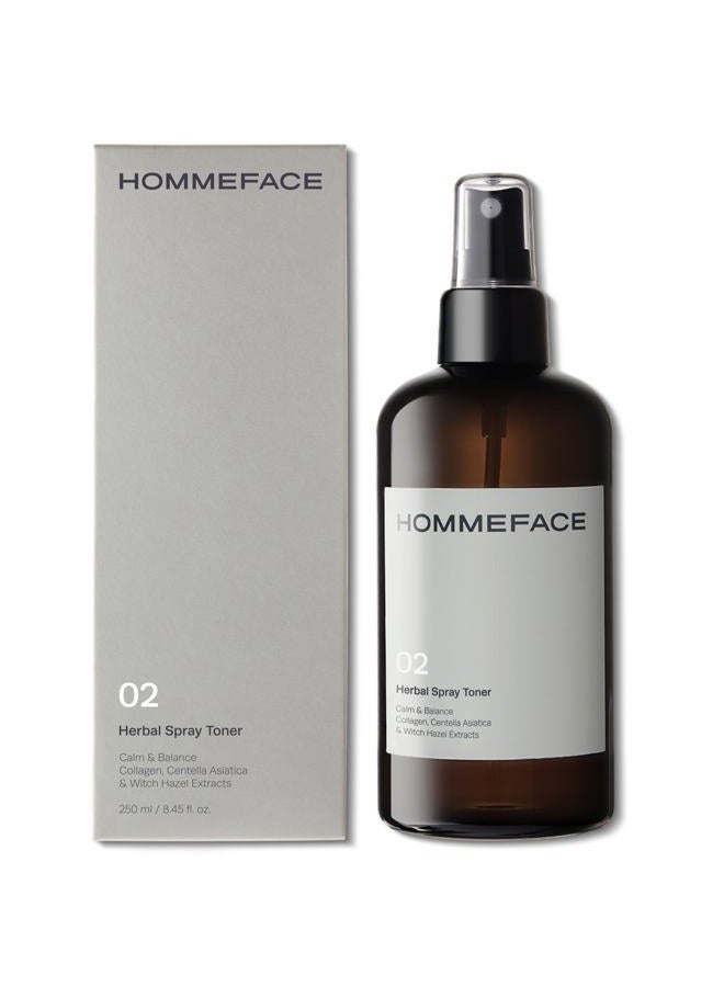 HOMMEFACE Men's Herbal Spray Face Toner - Alcohol-Free, Hydrating & Balancing Facial Mist - Korean Skincare Technology with Witch Hazel, CICA Extract, Hyaluronic Acid, 8.45 fl oz - Image 1