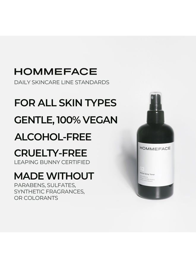 HOMMEFACE Men's Herbal Spray Face Toner - Alcohol-Free, Hydrating & Balancing Facial Mist - Korean Skincare Technology with Witch Hazel, CICA Extract, Hyaluronic Acid, 8.45 fl oz - Image 3