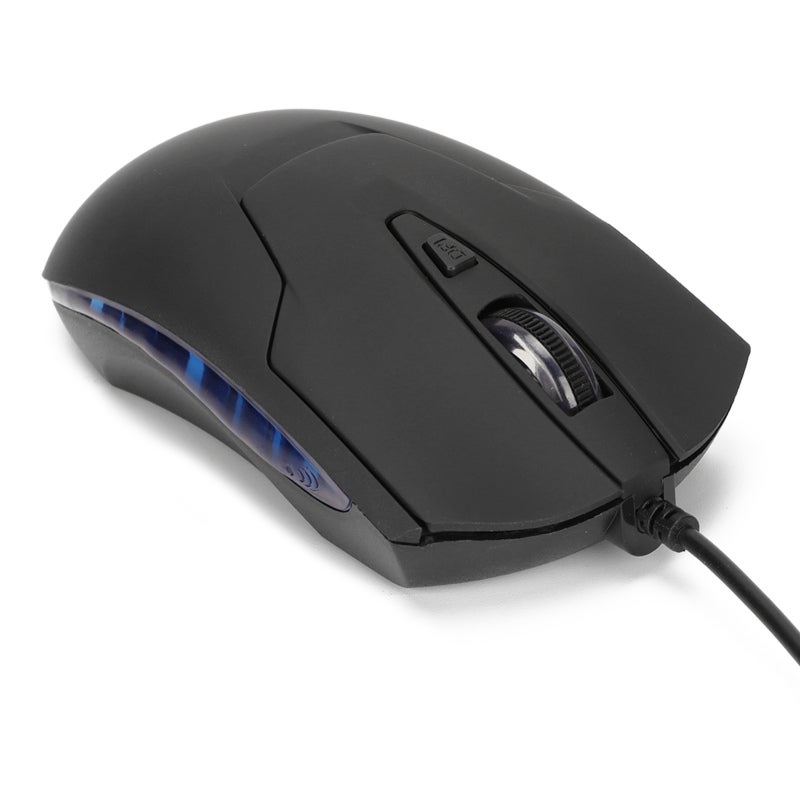 Wired Gaming Mouse: Type C, 800/1200/1600/2400 Adjustable DPI, Ergonomic Comfort Grip - Blue Backlit, Nonslip Wheel, Multimedia Keys for Office, Study, Gaming Use - Image 3