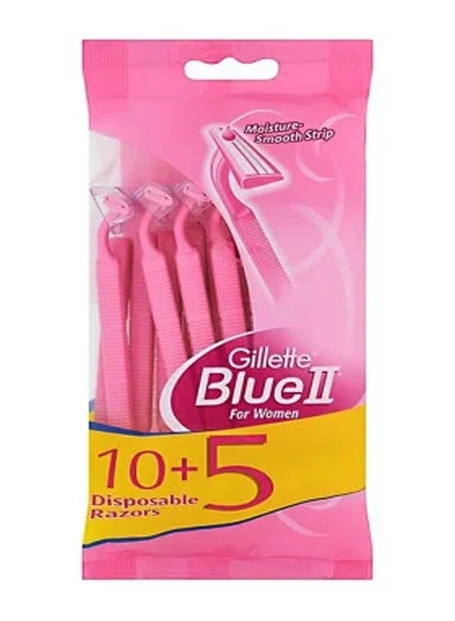 Gillette Blue 2 For Women Disposable Razors 10+5 - Image 1