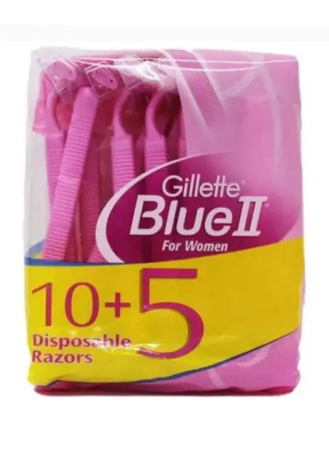 Gillette Blue 2 For Women Disposable Razors 10+5 - Image 2