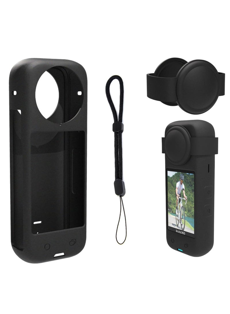 Silicone Protective Case Compatible with Insta360 x4,Insta360 X4 Panoramic Sports Camera Dustproof Drop-Proof Protective Cover + Lens Cap  - Image 1