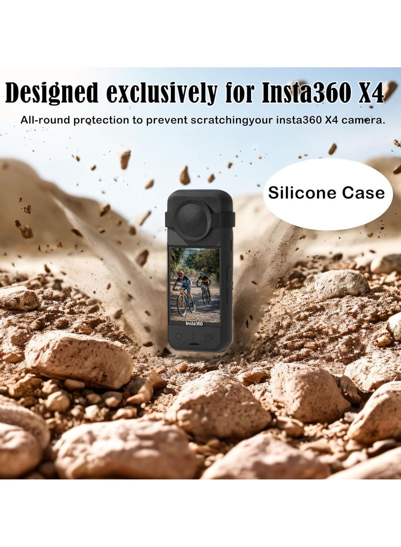 Silicone Protective Case Compatible with Insta360 x4,Insta360 X4 Panoramic Sports Camera Dustproof Drop-Proof Protective Cover + Lens Cap  - Image 3