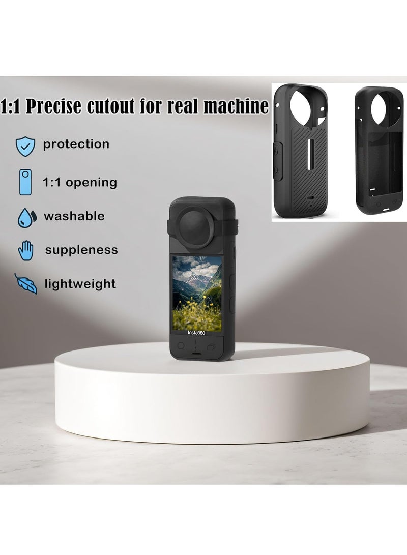 Silicone Protective Case Compatible with Insta360 x4,Insta360 X4 Panoramic Sports Camera Dustproof Drop-Proof Protective Cover + Lens Cap  - Image 5