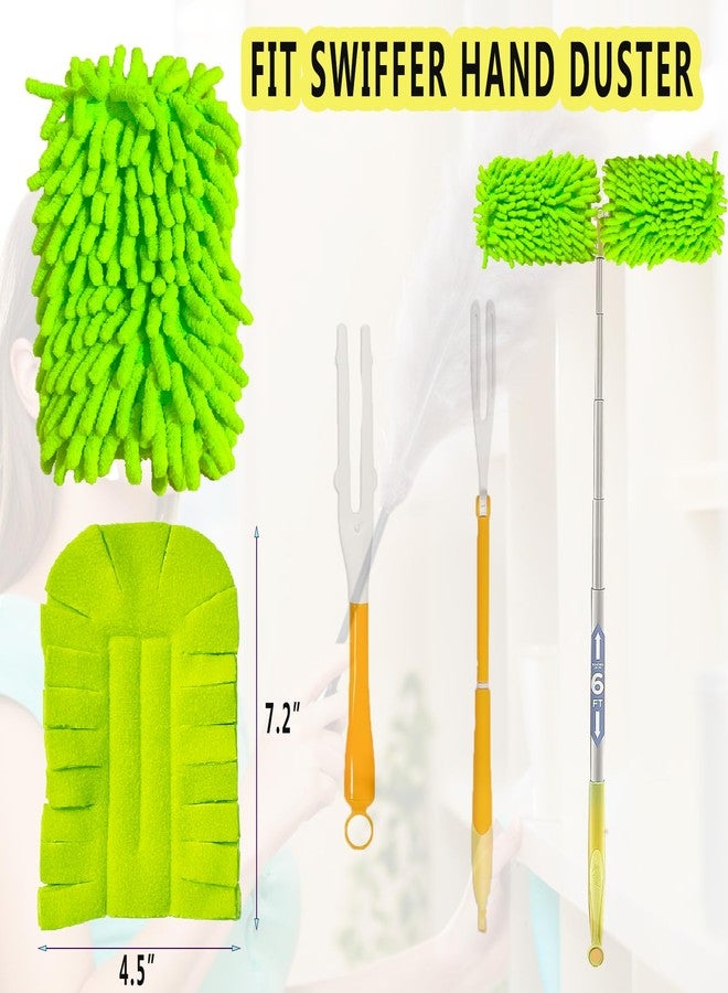 Febsow 4Pack Reusable Duster Compatible with Swiffer (Handle is Not Included) Microfiber 360 Heavy Duty Dusters Refills Washable Duster Pads for Cleaning Ceiling Fan Window - Image 5