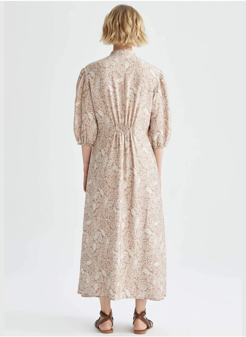 DeFacto A Cut Long Sleeve Printed Maxi Dress